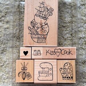 Wooden Kitchen Stamp Set - wooden rubber stamps